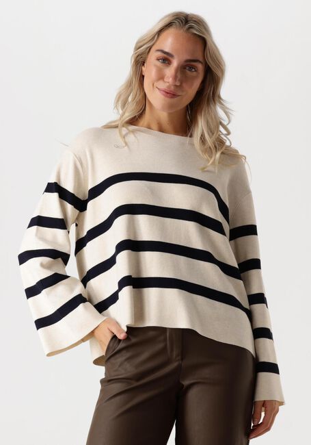 SUMMUM Pull STRIPED SWEATER SOFT VISCOSE POLYAMIDE KNIT en blanc - large
