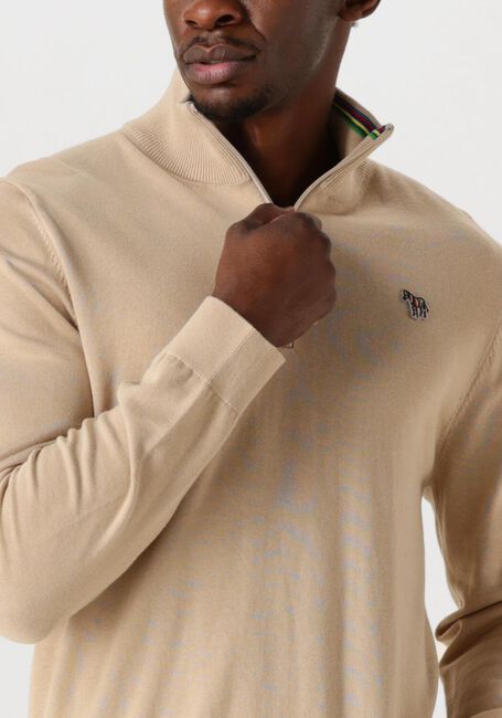 Beige PS PAUL SMITH Trui MENS SWEATER ZIP NECK ZEB BAD - large