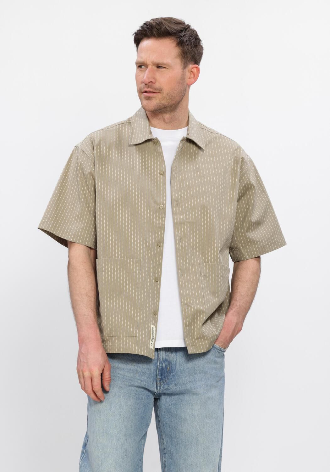 WOODBIRD Chemise d&eacute;contract&eacute; WBWANG SHIKO SHIRT Kaki - large