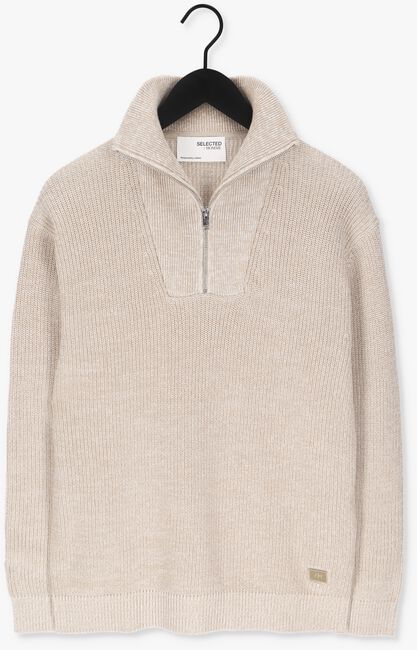SELECTED HOMME Pull SLHIRVEN LS KNIT HIGH HALF ZIP Blanc - large