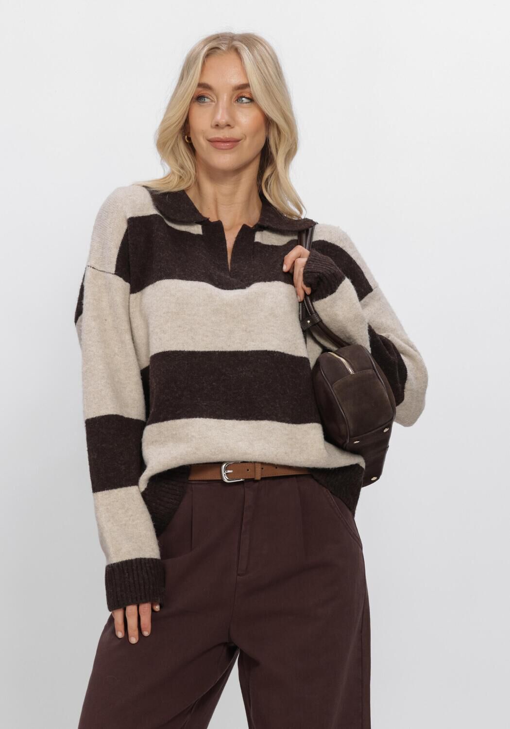 WITHBLACK Pull WBLIZA LS HENLEY PULLOVER en marron - large