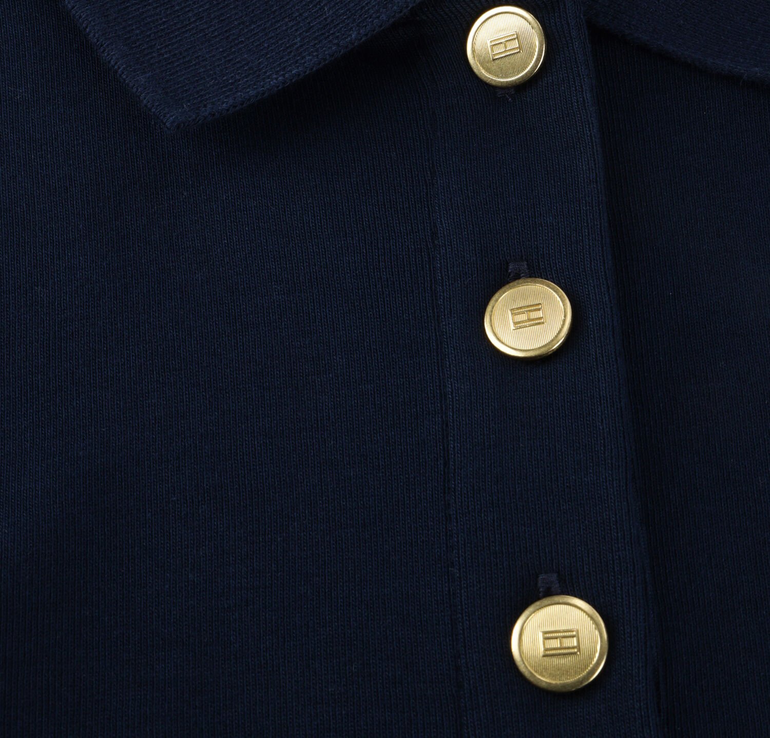 TOMMY HILFIGER Haut GOLD BUTTON SLIM Bleu fonc&eacute; - large