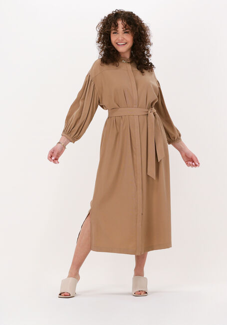 SIMPLE Robe midi WOVEN DRESS NIA STRUC en beige - large