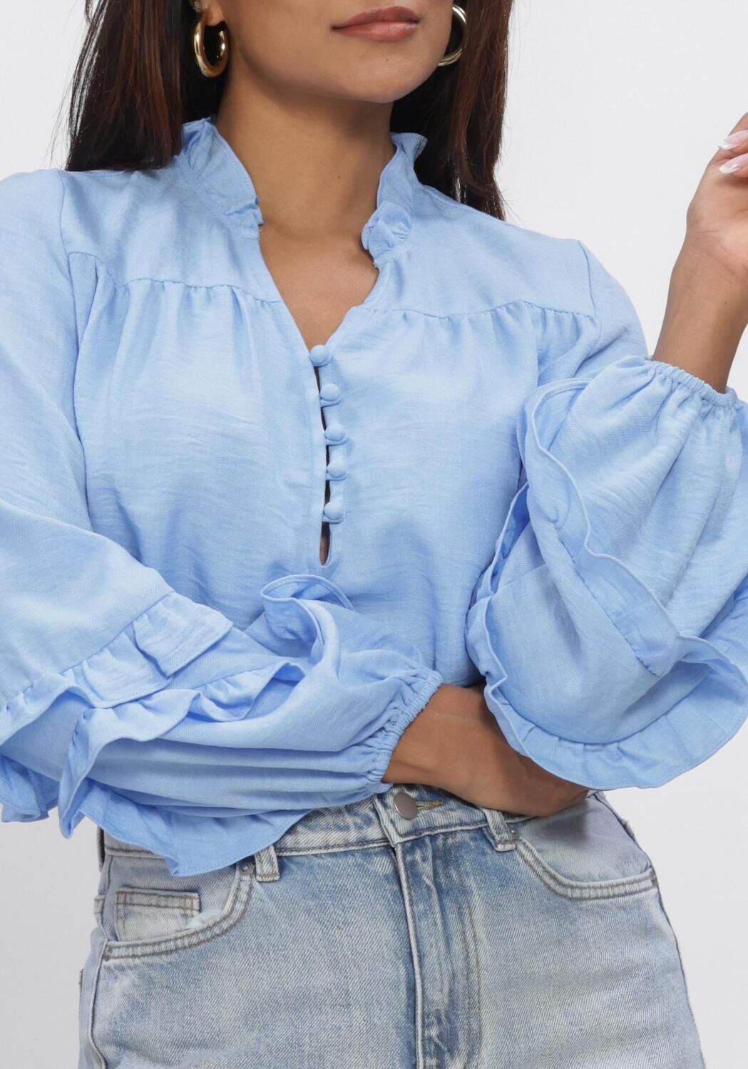 Lichtblauwe YDENCE  BLOUSE JACKY - large