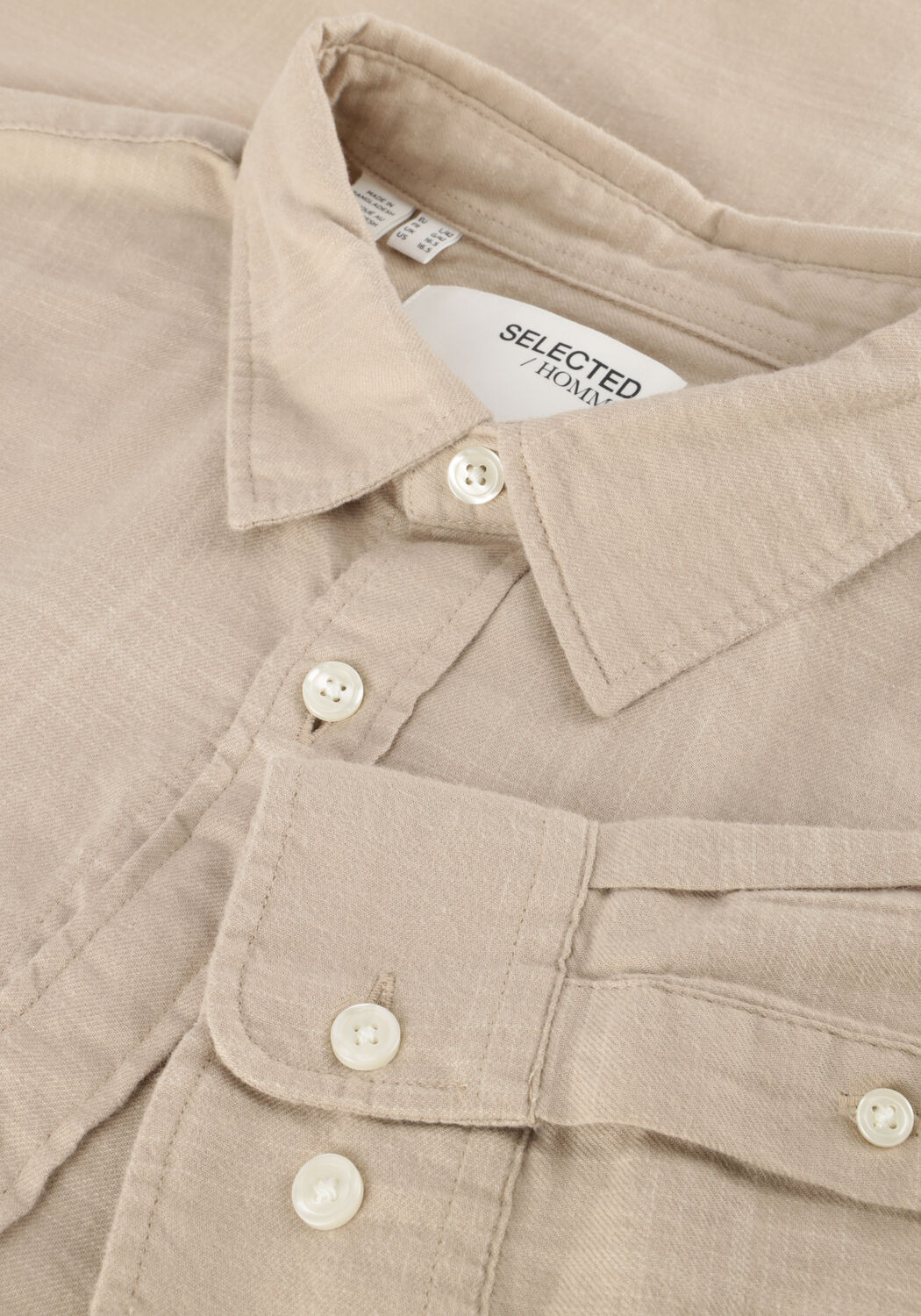 SELECTED MEN Chemise d&eacute;contract&eacute; SLHSLIMOWEN-BRUSHED SHIRT LS NOOS en beige - large