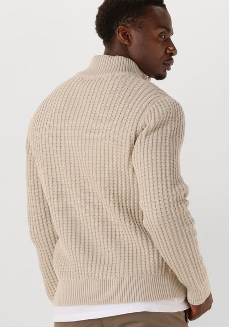 SELECTED HOMME Pull SLHTOM LS KNIT STRUCTURE HALF ZIP en beige - large