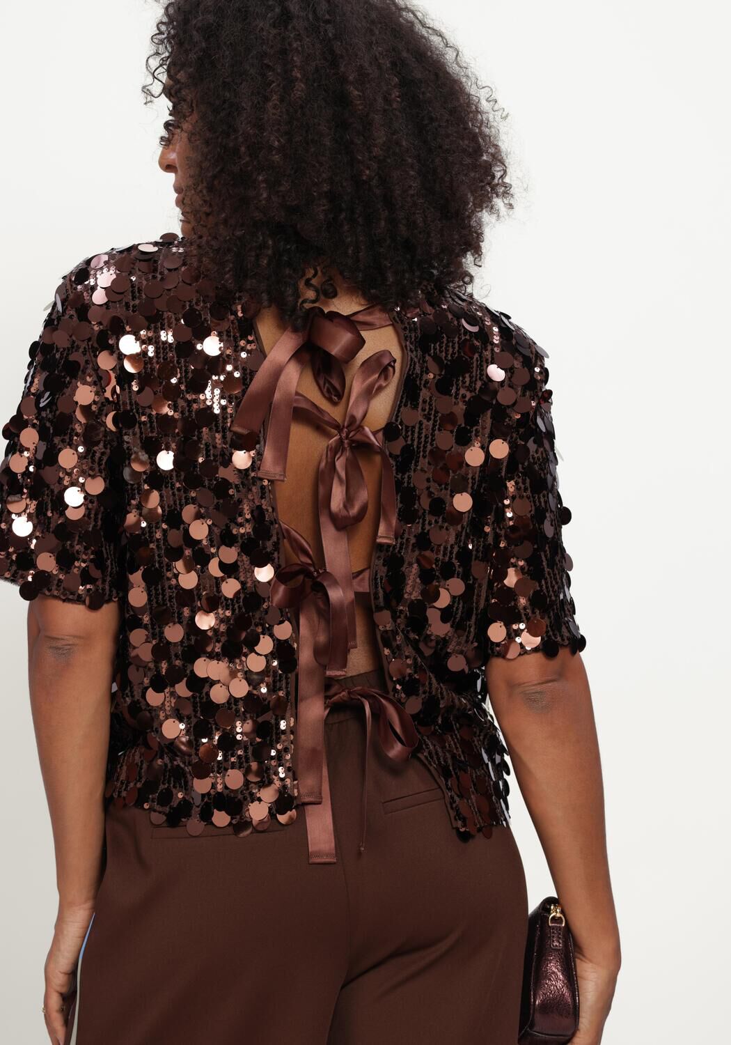 Bruine POM AMSTERDAM Top NINA CHOCOLATE BROWN - large