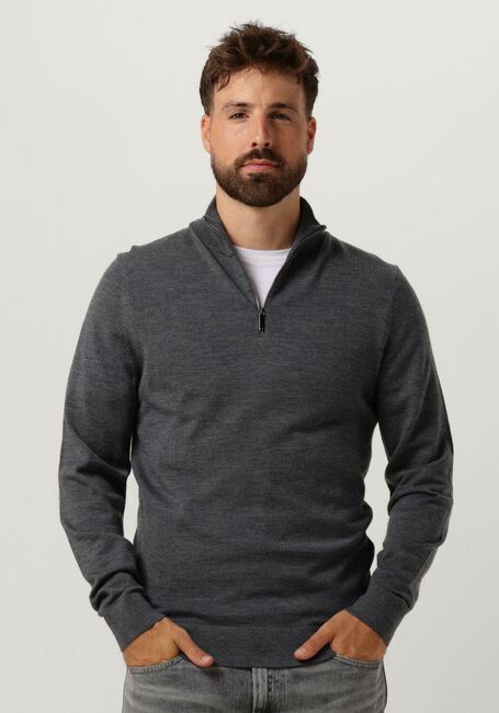 CALVIN KLEIN Pull MERINO QUARTER ZIP Gris foncé - large