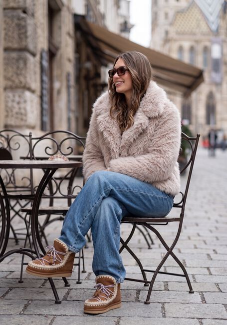 Beige MOSCOW Faux fur jas 13-08-REDEMTION - large