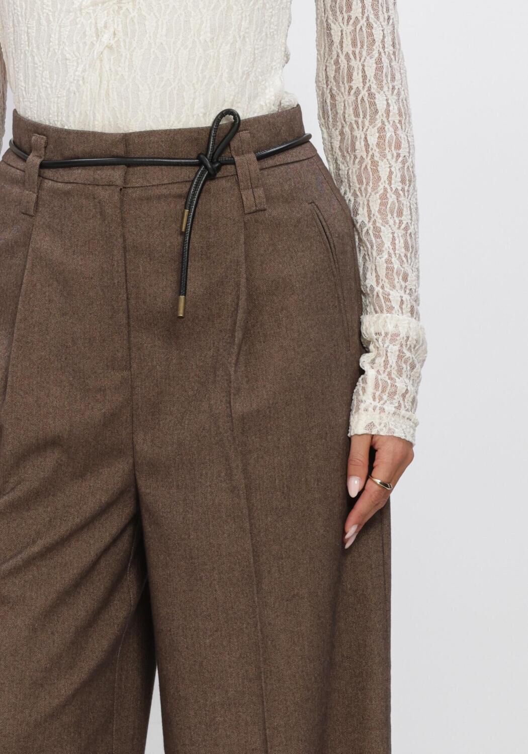 Bruine AAIKO Wijde broek HAILEY TWEED VIS 518 - large