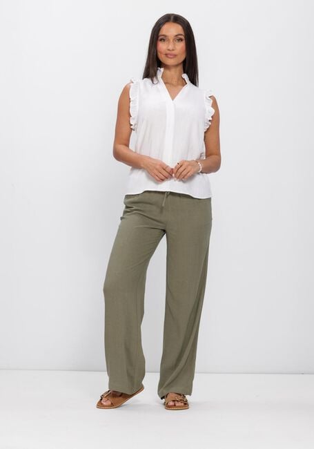 Groene SELECTED WOMEN Wijde broek SLFVIVA-GULIA HW LONG SUN PANT - large