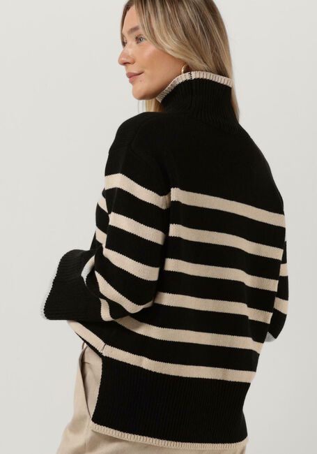 Zwarte NEO NOIR Coltrui FANNING STRIPE KNIT BLOUSE - large
