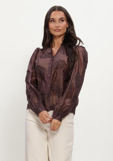 NUKUS ANTONELLA BLOUSE PAILLET FLOWER: Blouses en marron - large