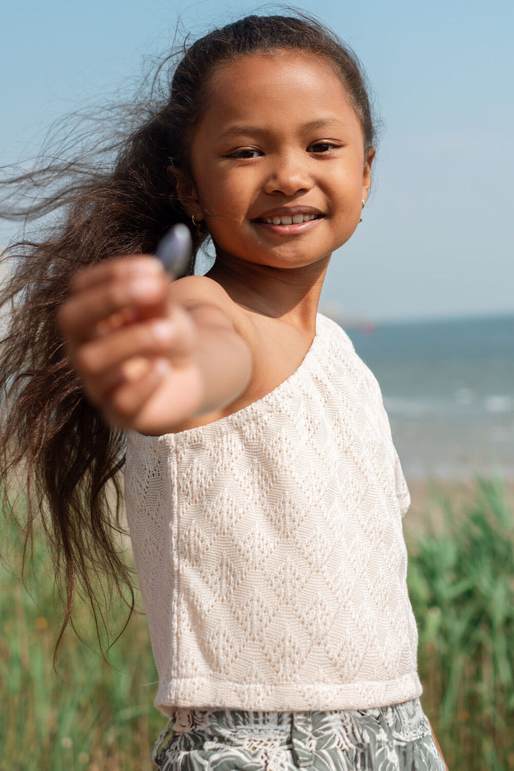 LIKE FLO Haut CASSIE ONE SHOULDER TOP &Eacute;cru - large