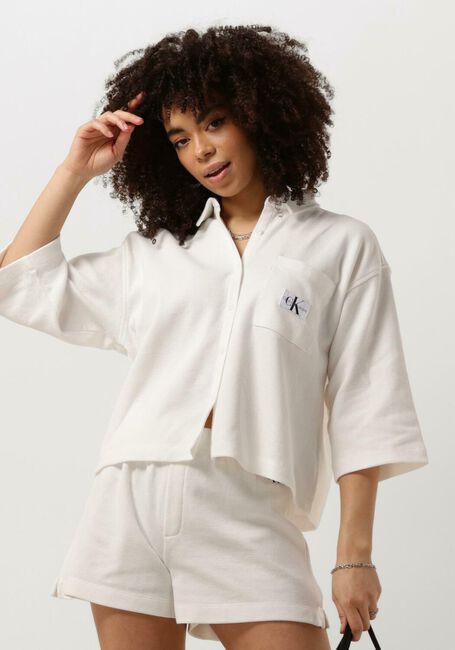 Witte CALVIN KLEIN  WAFFLE LOOSE SHIRT - large