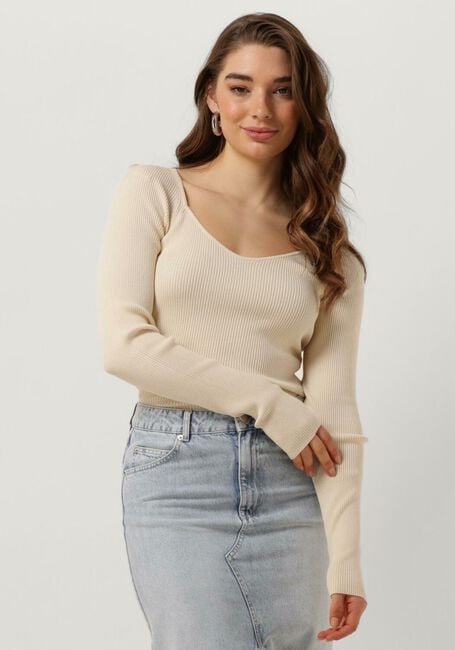 SECOND FEMALE Pull SOLIA KNIT V-NECK en beige - large