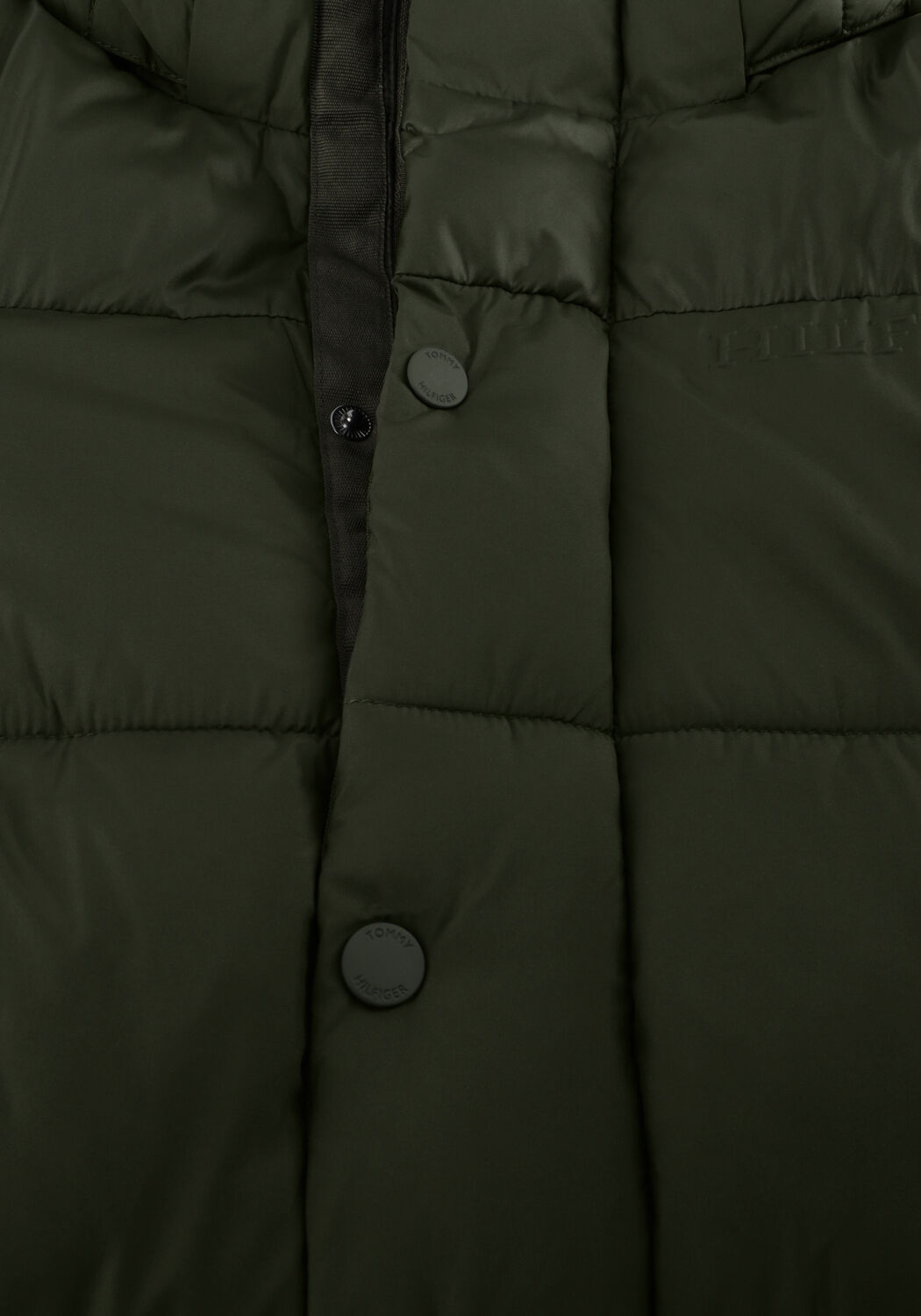 Donkergroene TOMMY HILFIGER Gewatteerde jas MATT AND SHINE EMBOSSED JACKET - large