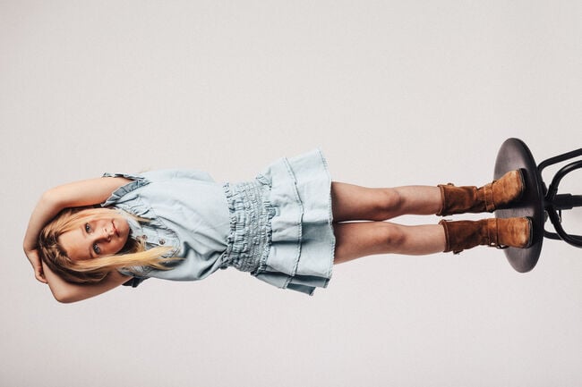 Lichtblauwe BAJE STUDIO Mini jurk YILLE - large