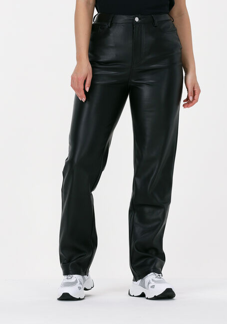 NA-KD Chino HIGHWAIST PU PANTS en noir - large