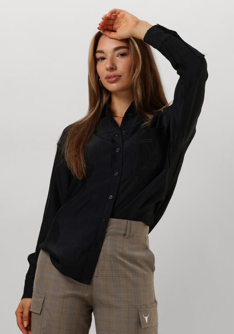 Zwarte ALIX THE LABEL  LADIES WOVEN SHINY CRINKLE BLOUSE - large