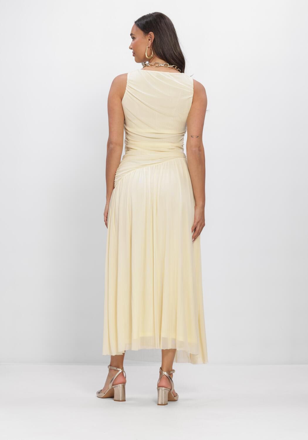 NEO NOIR Robe maxi CLUDINE MESH DRESS en jaune - large
