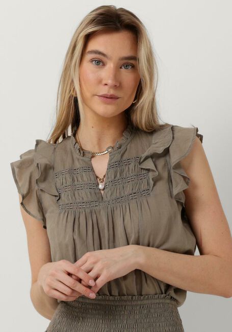NOTRE-V Haut VOILE TOP SHORT SLEEVES en taupe - large