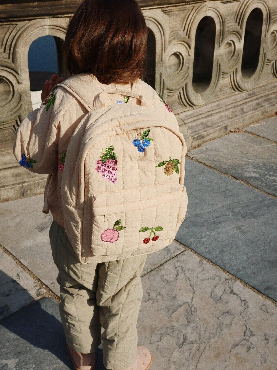 KONGES SLOJD JUNO QUILTED SEQUIN BACKBACK Sac &agrave; dos en beige - large