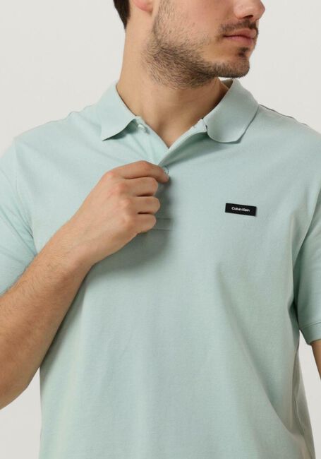 CALVIN KLEIN Polo STRETCH PIQUE SLIM BUTTON POLO Bleu clair - large
