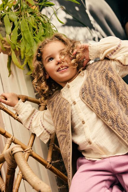 DAILY7 Gilet TEDDY GILET ANIMAL en beige - large