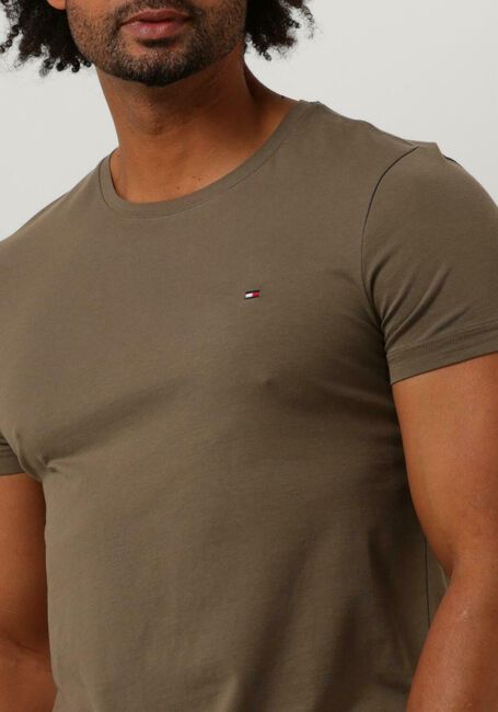 Donkergroene TOMMY HILFIGER T-shirt STRETCH EXTRA SLIM FIT TEE - large