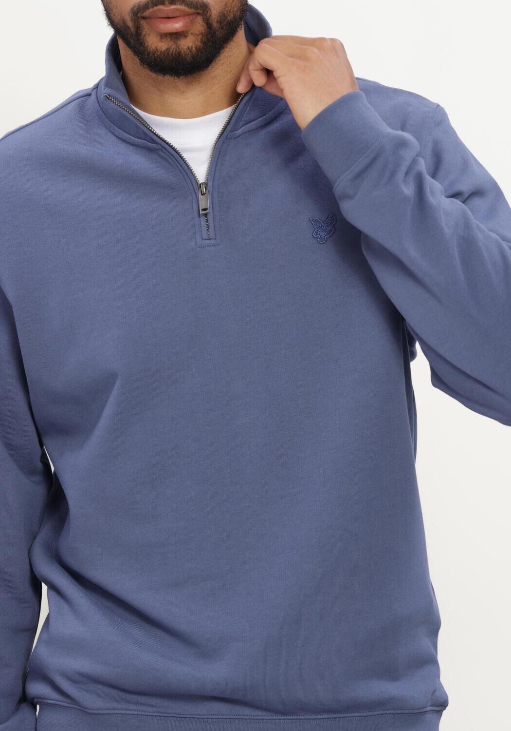 LYLE & SCOTT Pull SUPERFINE QUARTER ZIP SWEATSHIRT en bleu - large
