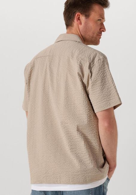 Beige SELECTED HOMME Casual overhemd SLHRELAXED-ACE SEERSUCKER SS SHIRT - large