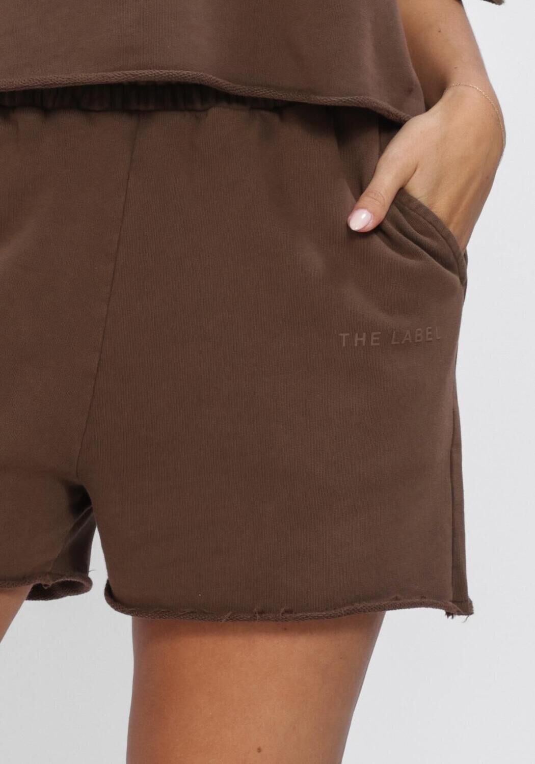 ALIX THE LABEL Pantalon courte LADIES KNITTED SPORTY SUMMER SHORTS en marron - large