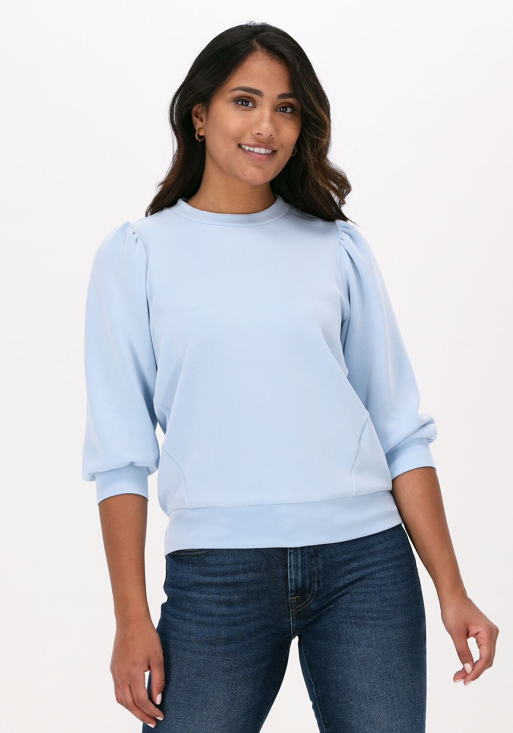 lichtblauwe selected femme trui slftenny 3 4 sweat top