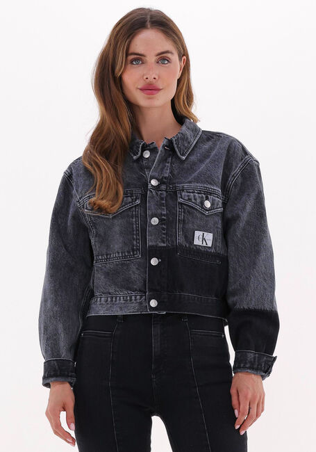 Zwarte CALVIN KLEIN Spijkerjas CROPPED OVERSIZED DENIM JACKET - large
