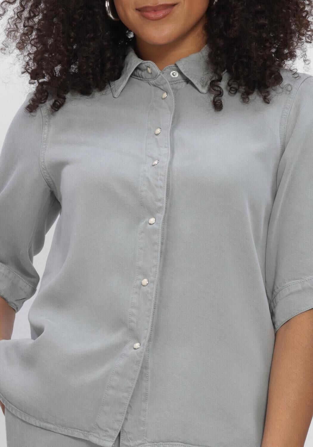 Blauwe OBJECT  OBJFRAME 2/4 RE DENIM TOP NOOS - large