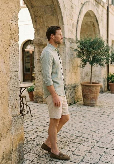 MATINIQUE Chemise d&eacute;contract&eacute; MAMARC SHORT en vert - large