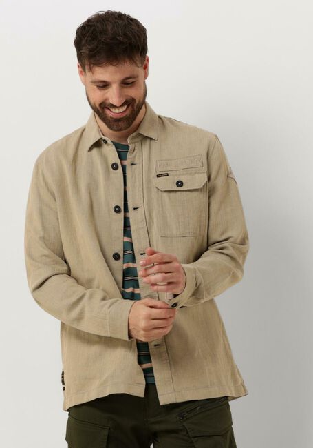 PME LEGEND Chemise décontracté LONG SLEEVE SHIRT CTN/LINEN 2 TONE HERRINGBONE en beige - large