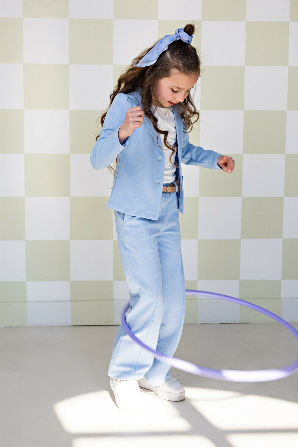 NONO Blazer DIP GIRLS BLAZER LUREX PIQUE LIGHT BLUE en bleu - large