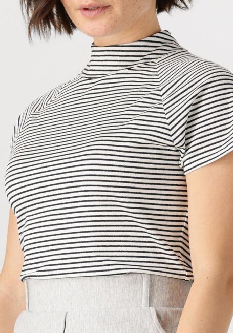 Blauwe JANSEN AMSTERDAM Top GAIA SHIRT VS 382 CAP SLEEVE TURTLE NECK - large