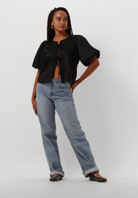 Zwarte NEO NOIR  ASKA DULL SATIN BLOUSE - large