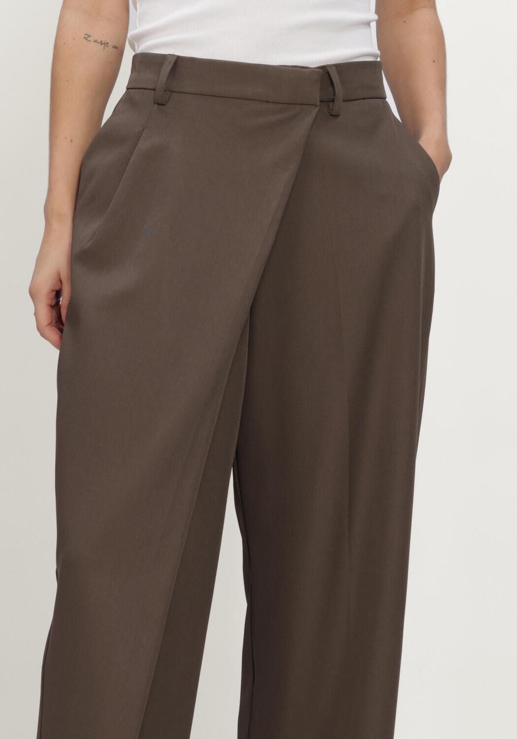 MOS MOSH Wide jeans MMAYMEN COATED PANT en marron - large