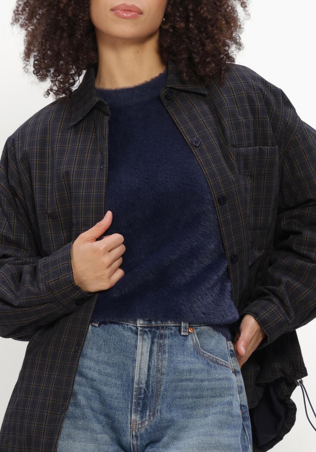 CATWALK JUNKIE Blazer LIGHT PADDED CHECK JACKET Bleu fonc&eacute; - large