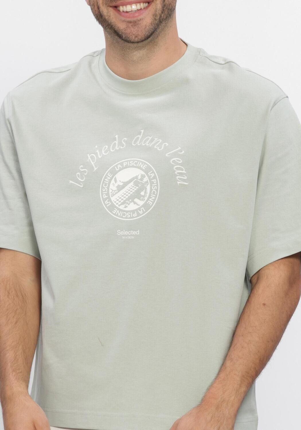 SELECTED MEN T-shirt LHBOXYNORMAN GRAPHIC SS O-NECK TEE en vert - large