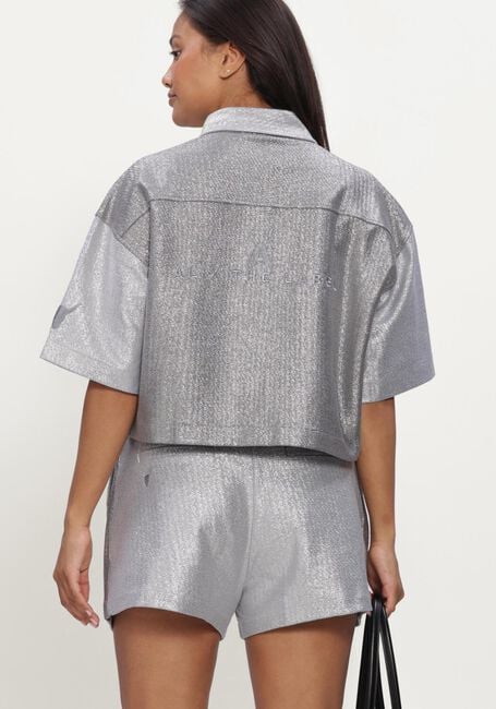 Lichtgrijze ALIX THE LABEL  LADIES KNITTED FOIL CROPPED BLOUSE - large