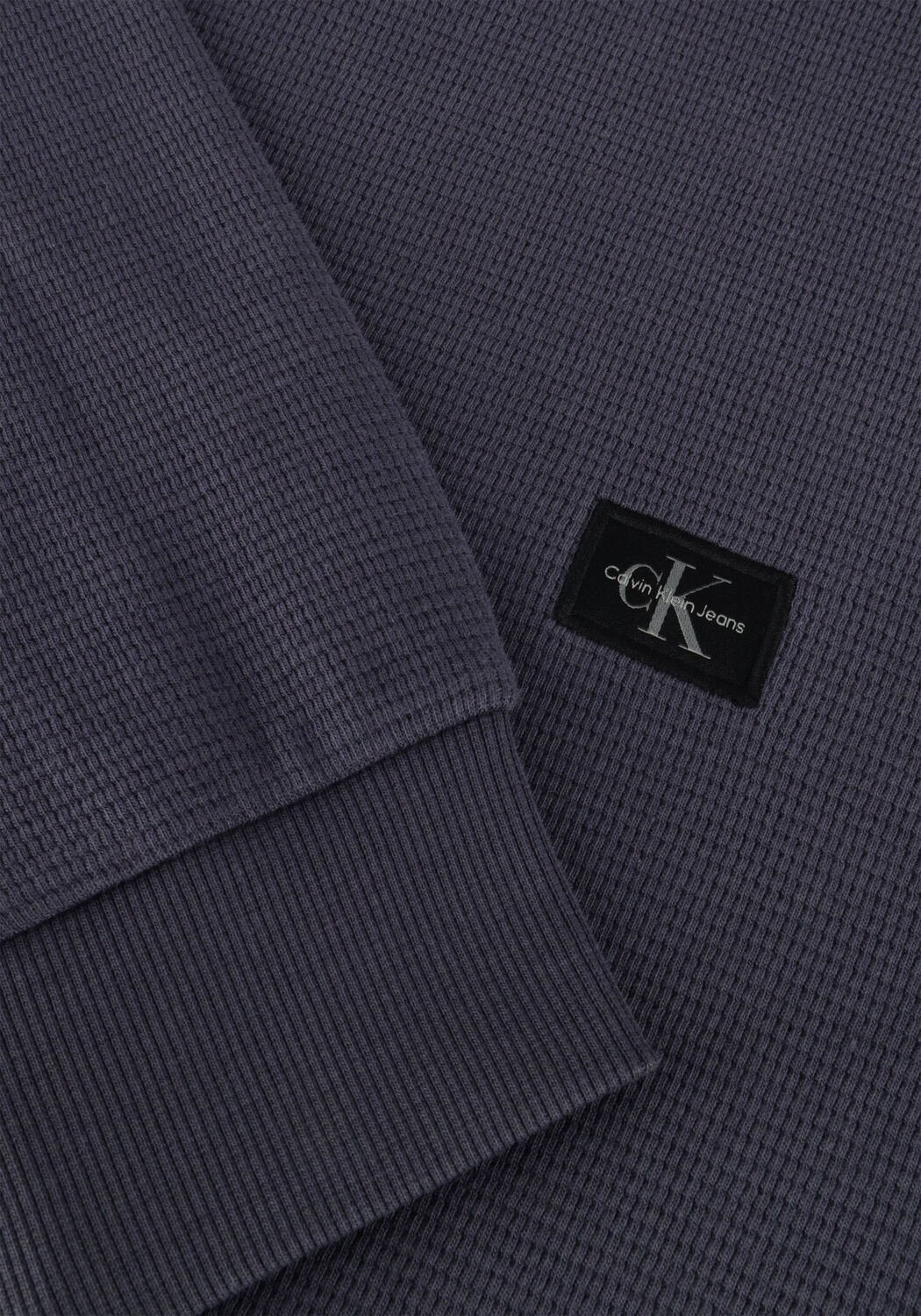 Blauwe CALVIN KLEIN Trui WOVEN LABEL WAFFLE LS TEE - large