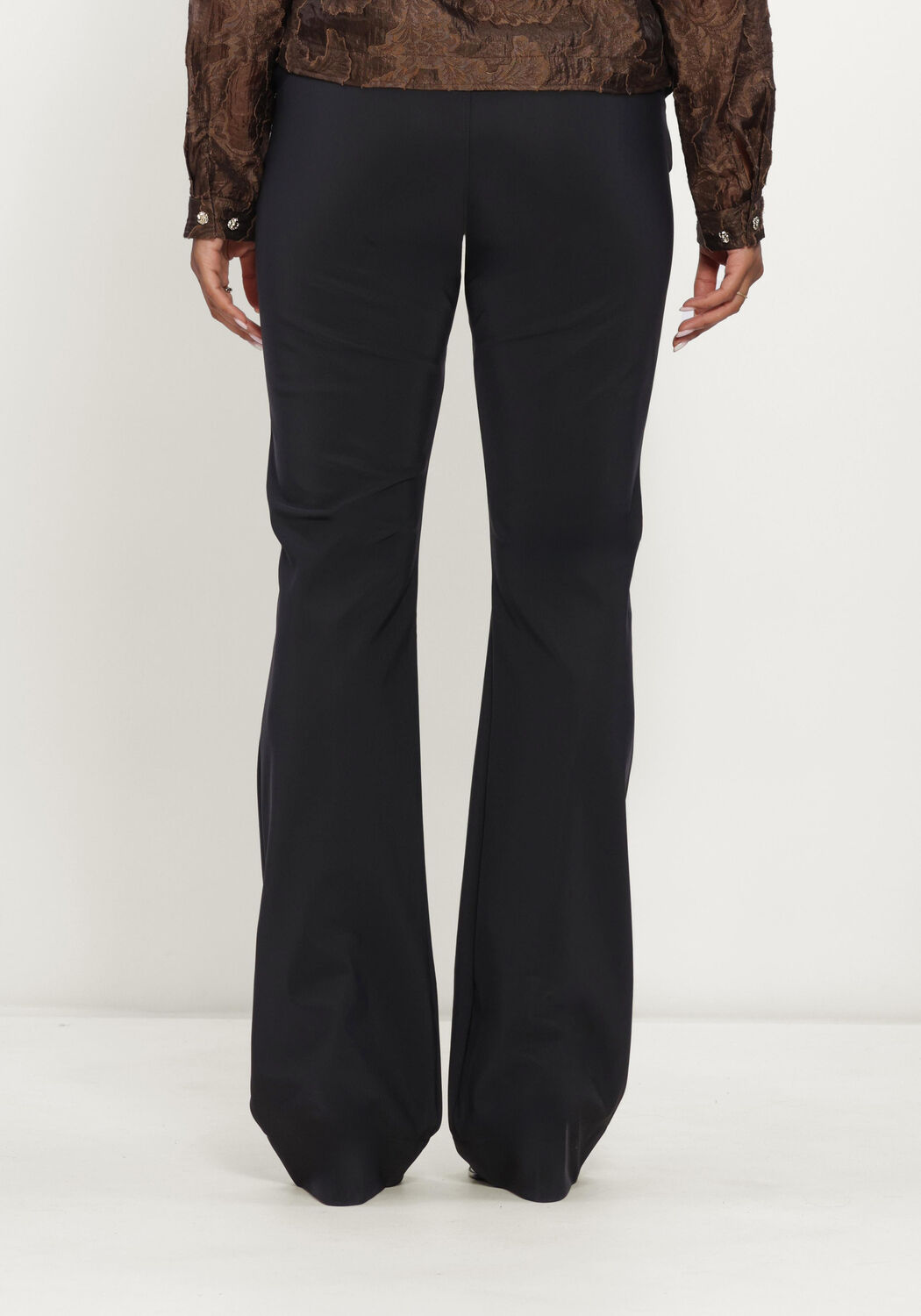 Zwarte STUDIO ANNELOES Flared broek Flair LONG bonded trousers - large