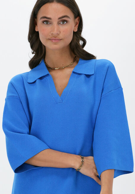 Blauwe Y.A.S. Midi jurk YASABELIA 3/4 KNIT DRESS - large