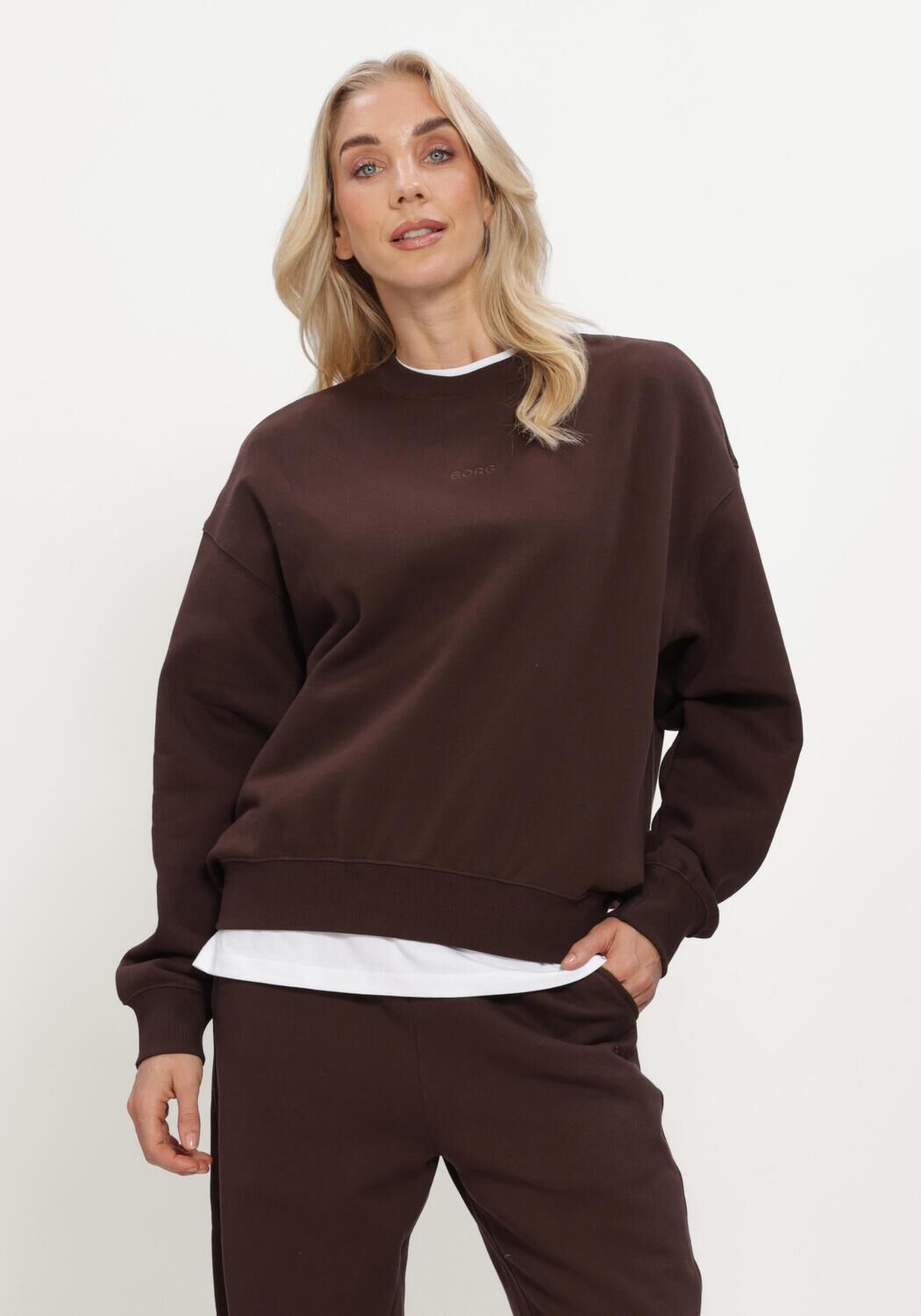 Bruine BJORN BORG Truien/vesten STUDIO OVERSIZED SWEATSHIRT - large
