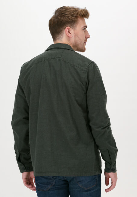 Donkergroene CAST IRON Overshirt LONG SLEEVE SHIRT COTTON DOUBL - large